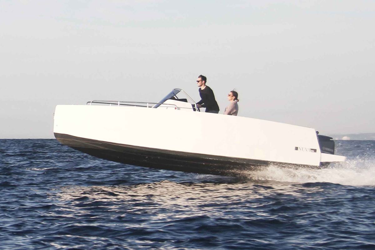 Exterior view of Sumba, a Gulet Nuva M6 Open motorboat at Vigo, Spain