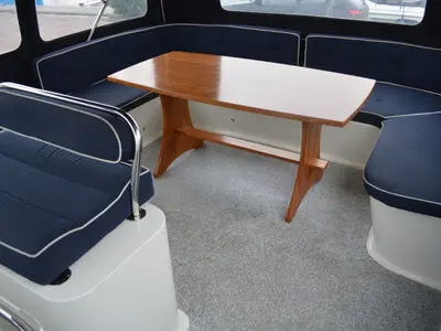Deck of Drait 116, a De Drait DeLuxe 42 motorboat at Woudsend, Netherlands