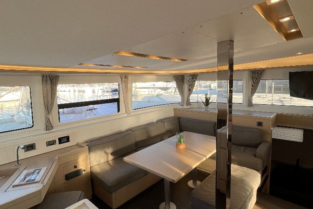 Salon of Sail Away, a Lagoon 46 OW catamaran at Ventimiglia, Italy
