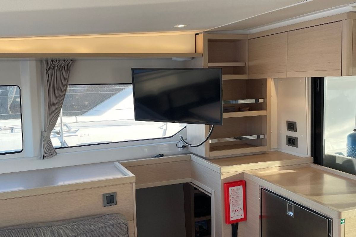 Salon of Sail Away, a Lagoon 46 OW catamaran at Ventimiglia, Italy