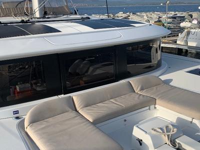 Deck of Sail Away, a Lagoon 46 OW catamaran at Ventimiglia, Italy