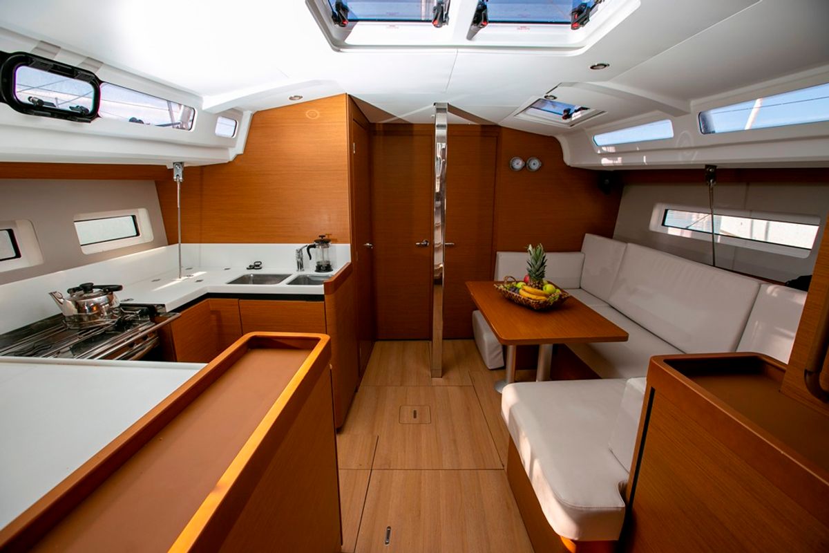 Galley of Homesick George, a Jeanneau Sun Odyssey 440 sailboat at Volos Municipality, Greece