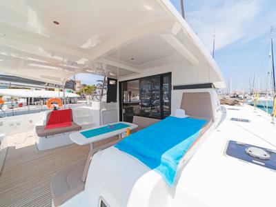 Deck of White Waves, a Lagoon 42 catamaran at Municipal Unit of Lefkada, Greece