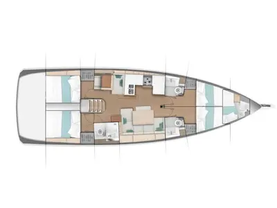 Floor plan of Sun Odyssey 490 Premium, a Jeanneau Sun Odyssey 490 sailboat at Tonnarella, Italy