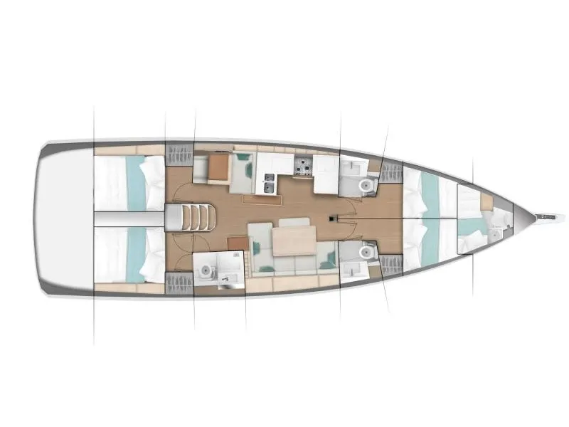Floor plan of Sun Odyssey 490 Premium, a Jeanneau Sun Odyssey 490 sailboat at Tonnarella, Italy