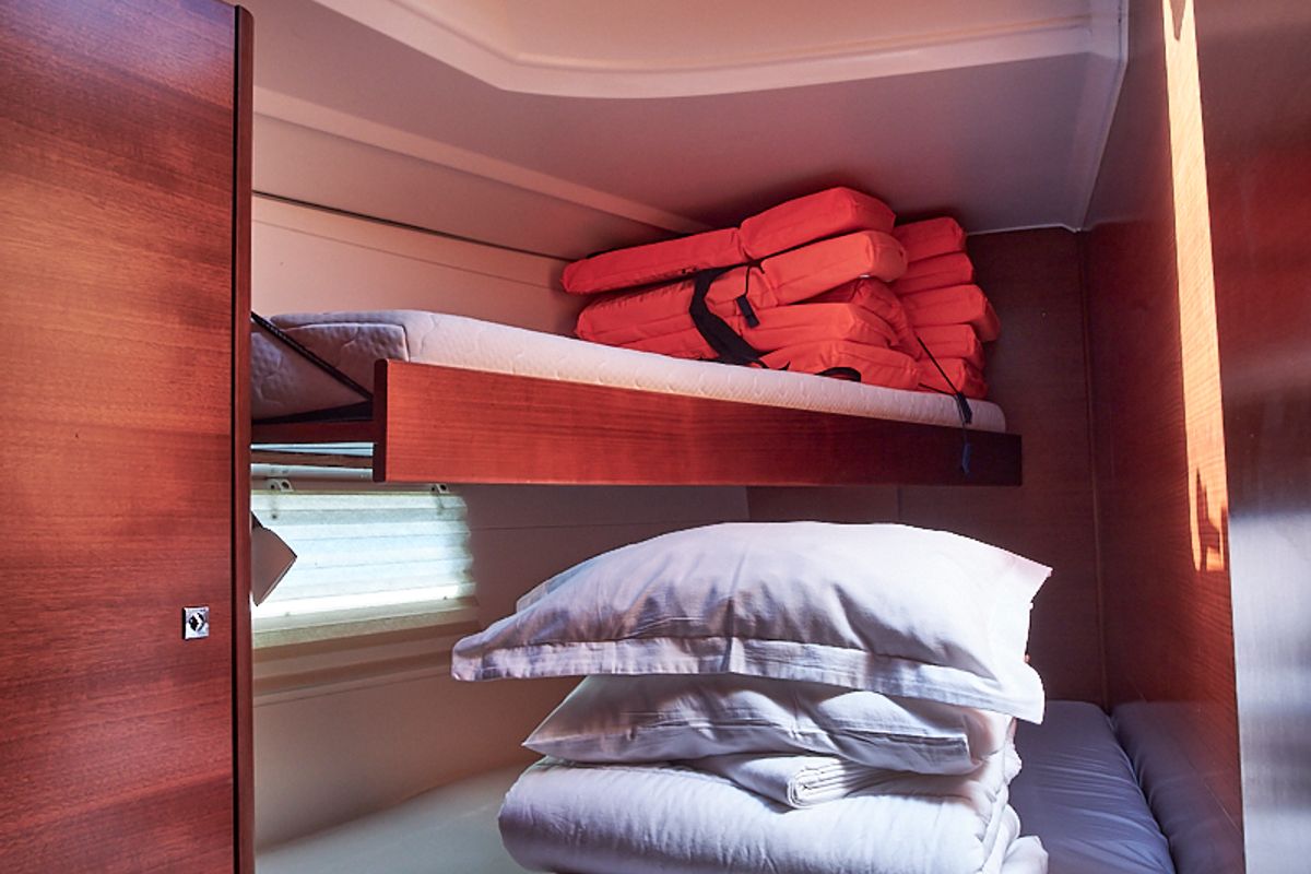 Cabin on Athi, a Dufour 460 GL sailboat at Pirovac, Croatia
