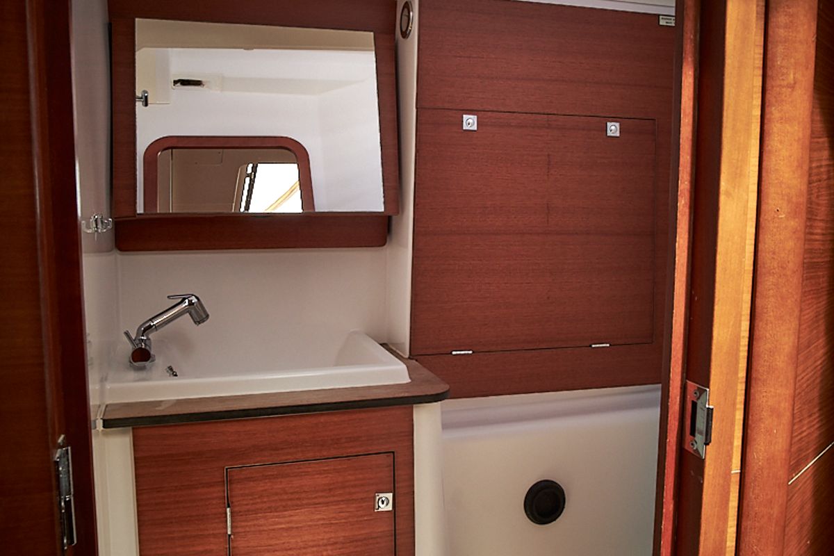 Cabin on Athi, a Dufour 460 GL sailboat at Pirovac, Croatia