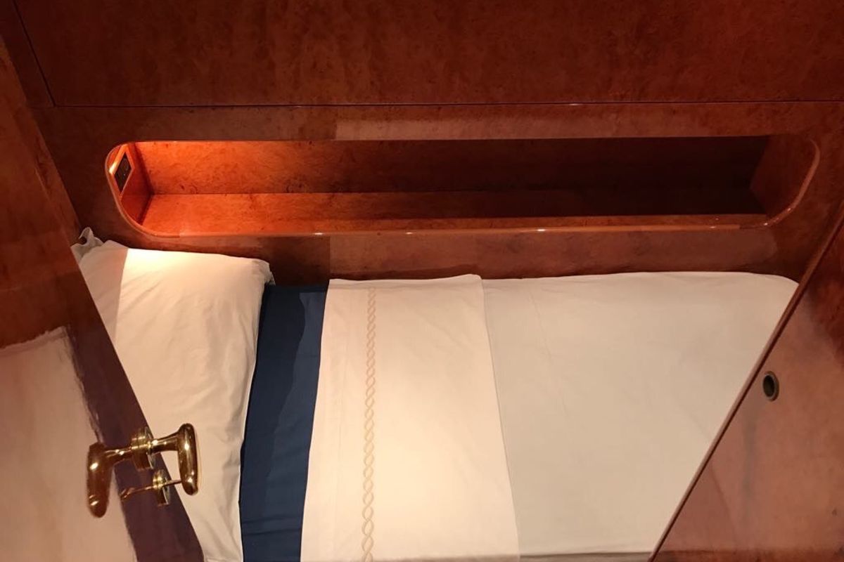 Cabin on Teddy Bear, a Cantieri di Pisa Pegasus 80 yacht at Olbia, Italy