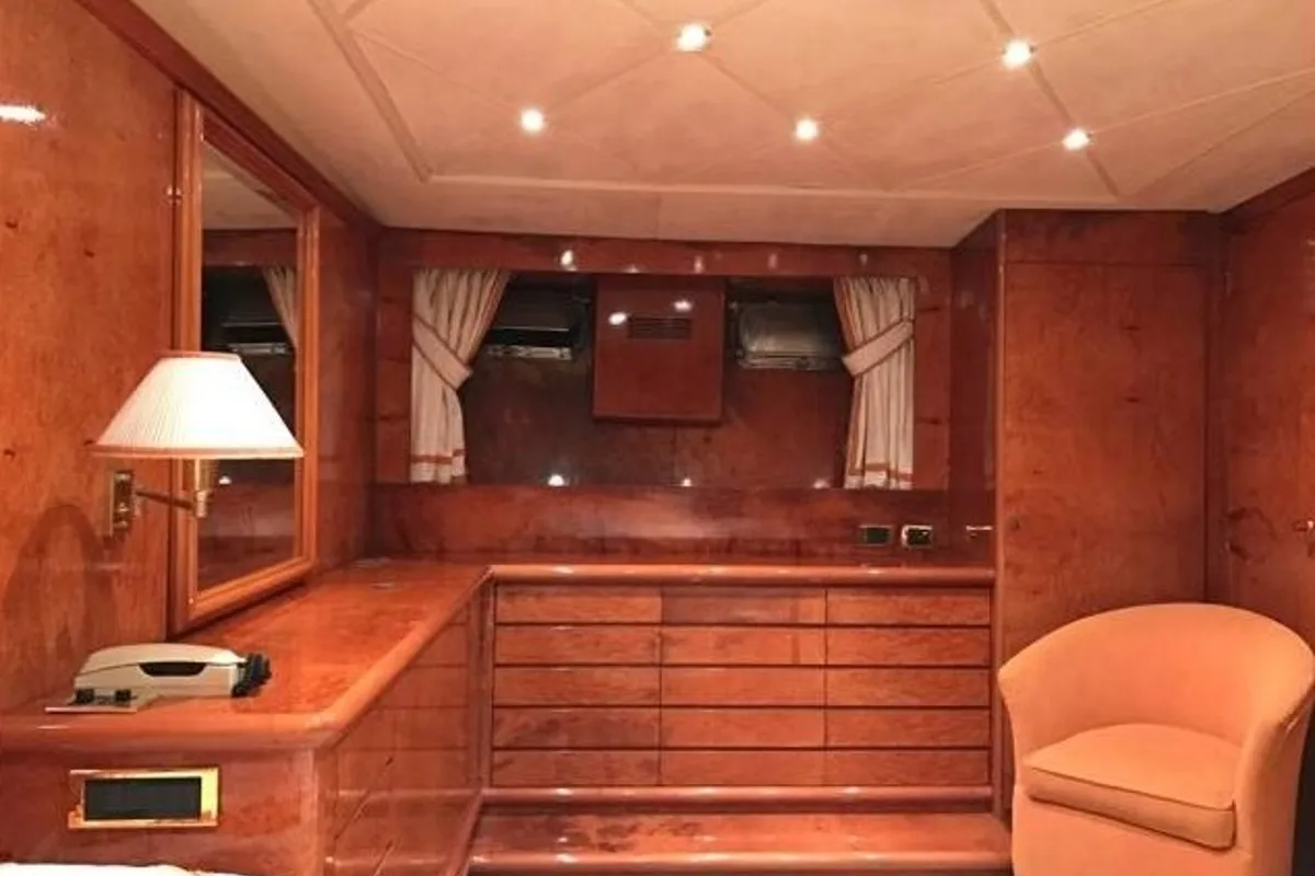 Cabin on Teddy Bear, a Cantieri di Pisa Pegasus 80 yacht at Olbia, Italy