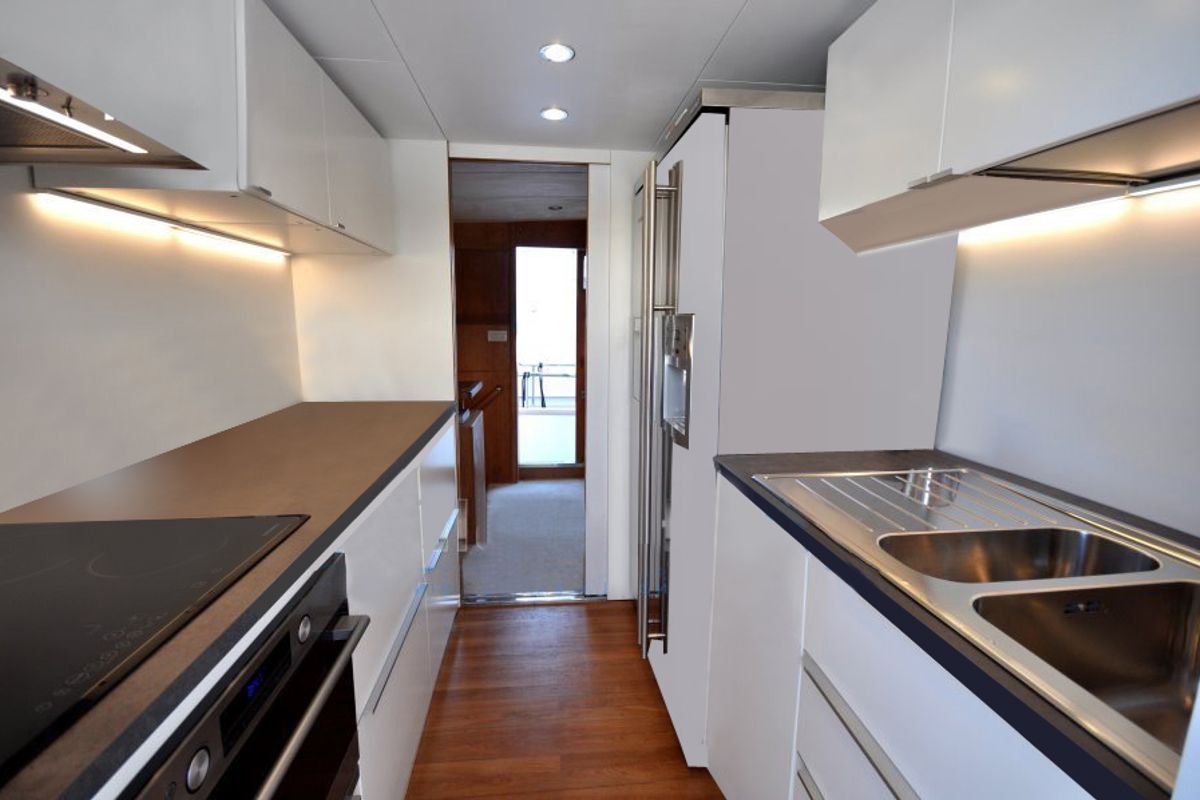 Galley of Teddy Bear, a Cantieri di Pisa Pegasus 80 yacht at Olbia, Italy
