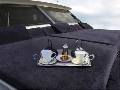Deck of Teddy Bear, a Cantieri di Pisa Pegasus 80 yacht at Olbia, Italy