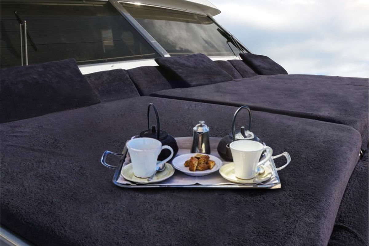 Deck of Teddy Bear, a Cantieri di Pisa Pegasus 80 yacht at Olbia, Italy