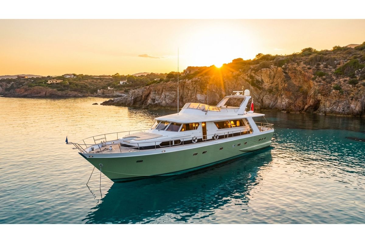 Exterior view of Teddy Bear, a Cantieri di Pisa Pegasus 80 yacht at Olbia, Italy