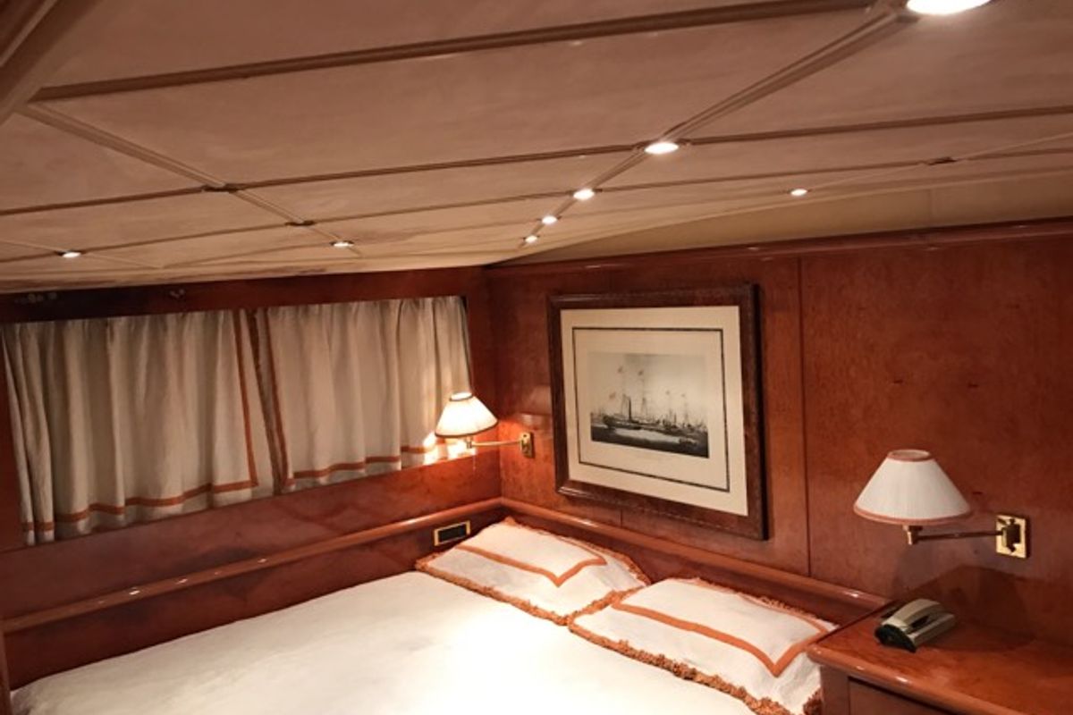 Cabin on Teddy Bear, a Cantieri di Pisa Pegasus 80 yacht at Olbia, Italy