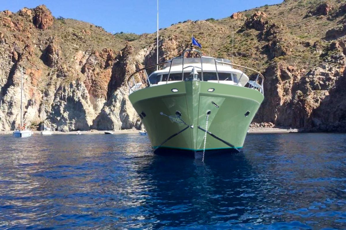 Exterior view of Teddy Bear, a Cantieri di Pisa Pegasus 80 yacht at Olbia, Italy