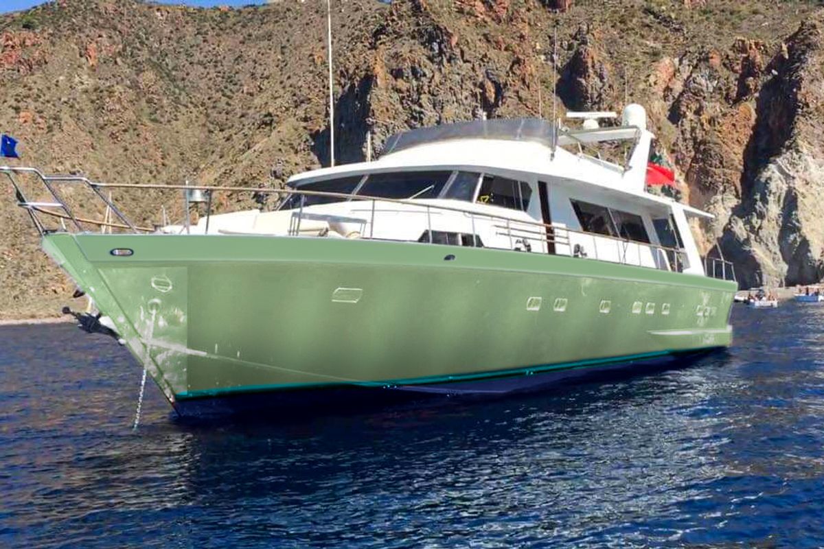 Exterior view of Teddy Bear, a Cantieri di Pisa Pegasus 80 yacht at Olbia, Italy