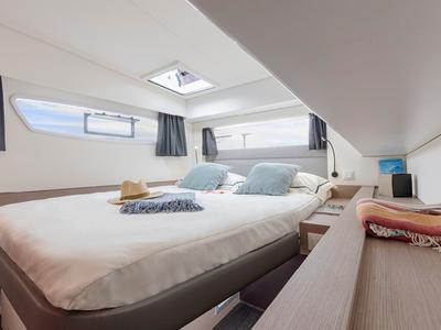 Cabin on Winged Arrow II, a Fountaine Pajot Elba 45 catamaran at Road Town, British Virgin Islands