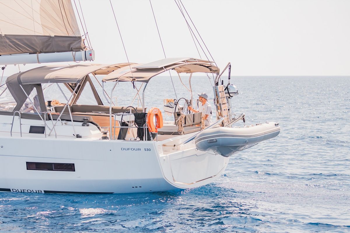 Cockpit of Venus, a Dufour 530 sailboat at Athens, Greece