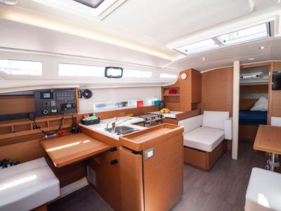 Galley of SuElli, a Jeanneau Sun Odyssey 410 sailboat at San Miguel de Abona, Spain