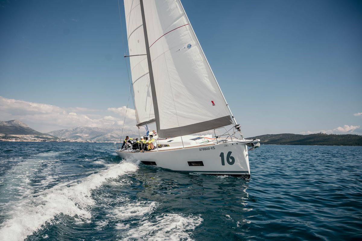 Exterior view of GAIA, a AD Boats Salona 46 sailboat at Grad Kaštela, Croatia