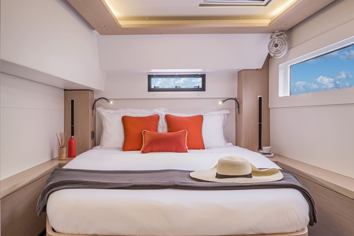 Cabin on LEWIS, a Lagoon 46 catamaran at Athens, Greece