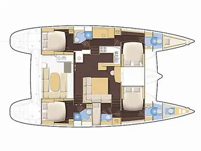 Floor plan of Lagoon 500 2009, a Lagoon Lagoon 500 catamaran at Athens, Greece