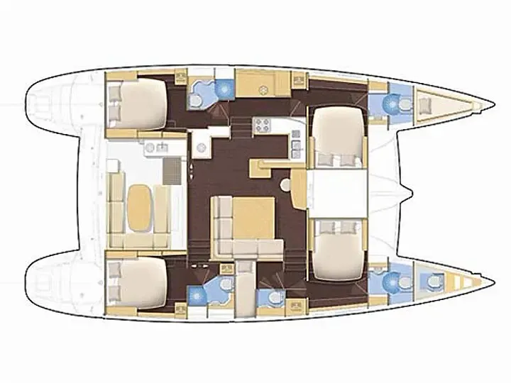 Floor plan of Lagoon 500 2009, a Lagoon Lagoon 500 catamaran at Athens, Greece