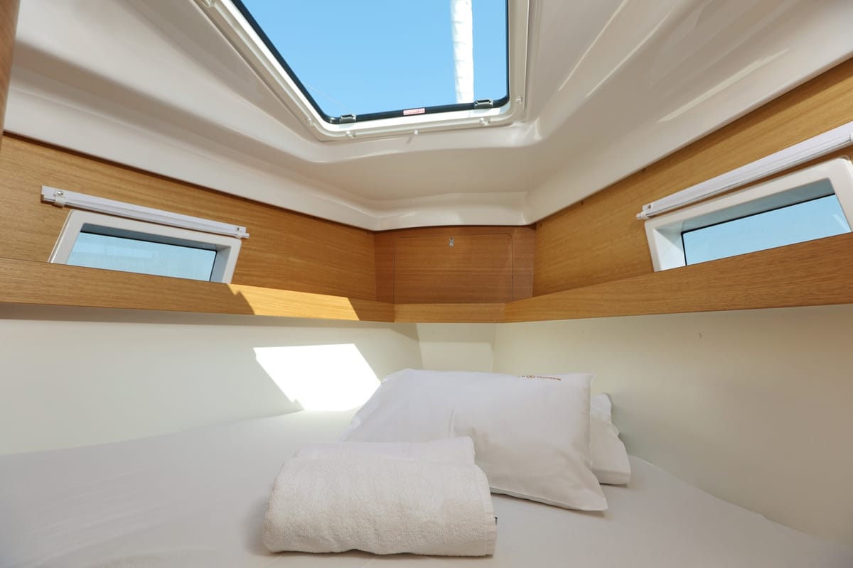 Cabin on Lara, a Elan Impression 45.1 sailboat at Grad Trogir, Croatia