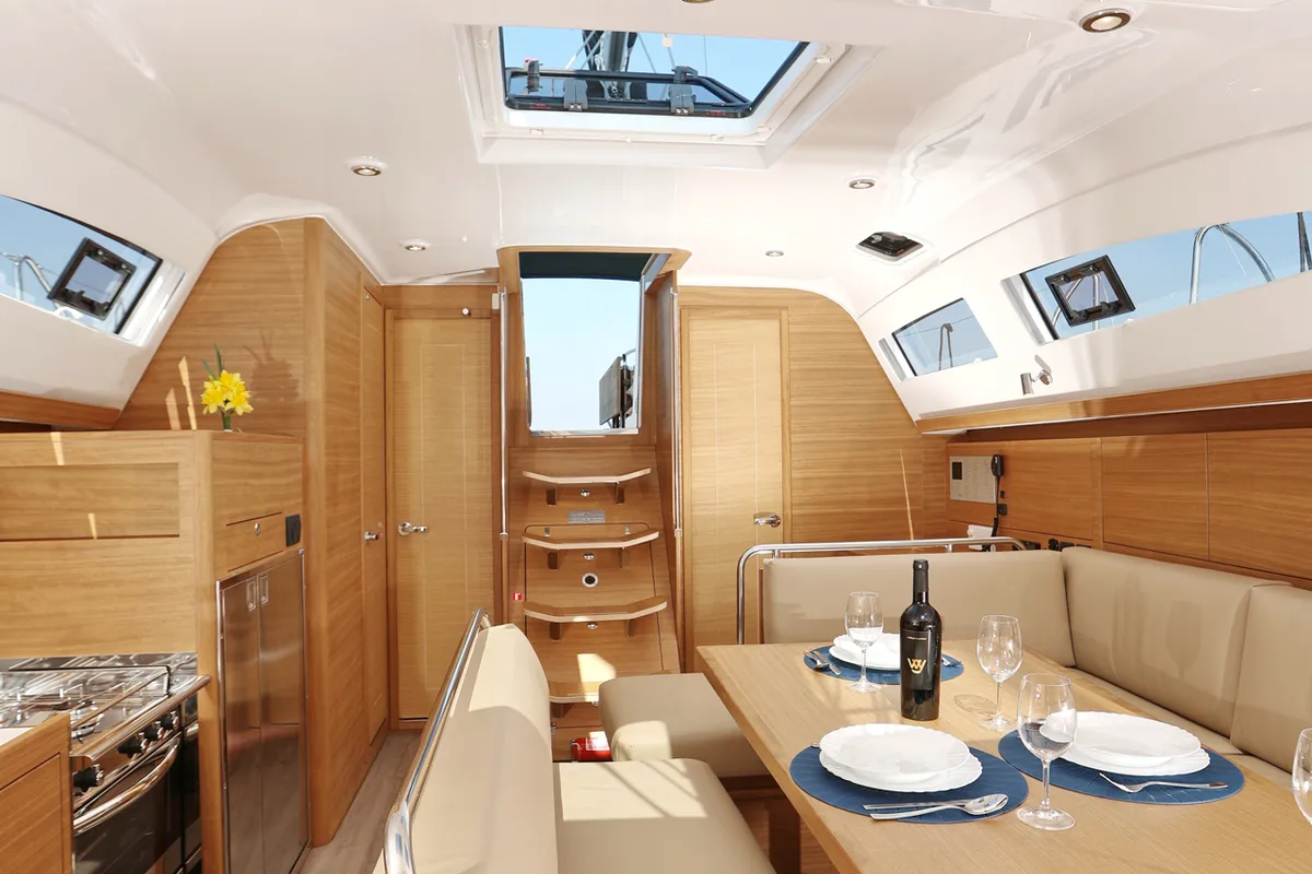 Salon of Lara, a Elan Impression 45.1 sailboat at Grad Trogir, Croatia