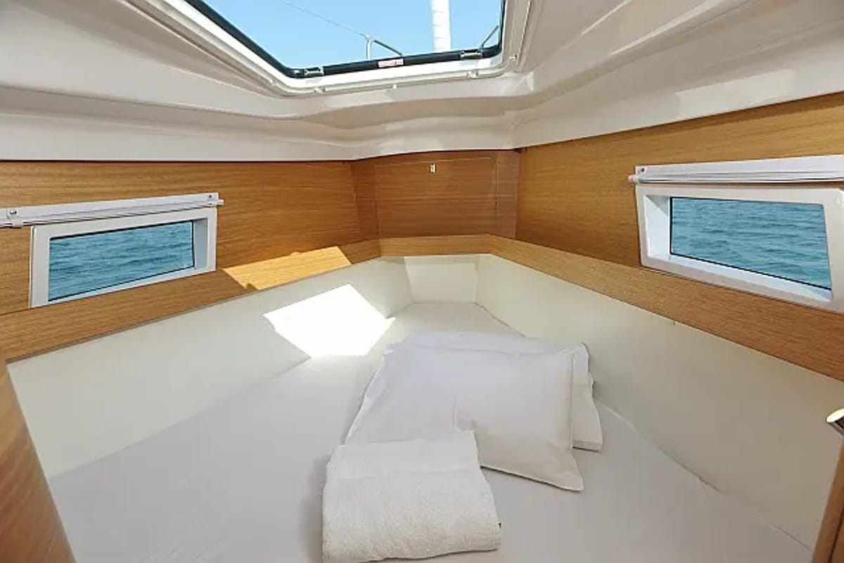Cabin on Lara, a Elan Impression 45.1 sailboat at Grad Trogir, Croatia
