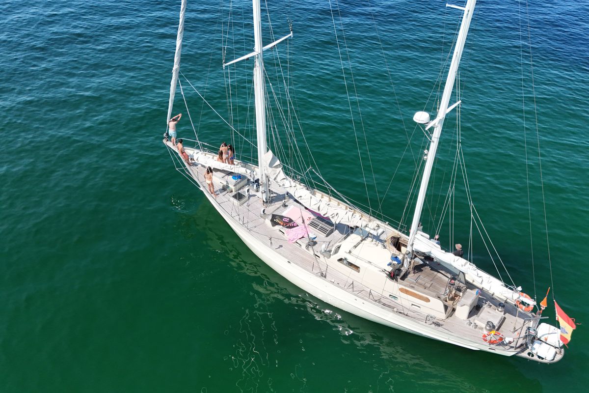 Exterior view of La Peregrina, a Gulet Frers 72 sailboat at Road Town, British Virgin Islands