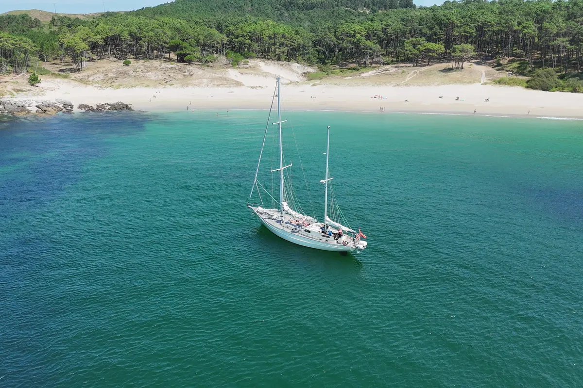 Exterior view of La Peregrina, a Gulet Frers 72 sailboat at Road Town, British Virgin Islands
