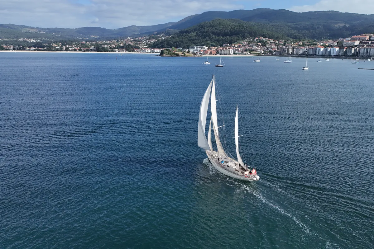 Exterior view of La Peregrina, a Gulet Frers 72 sailboat at Road Town, British Virgin Islands