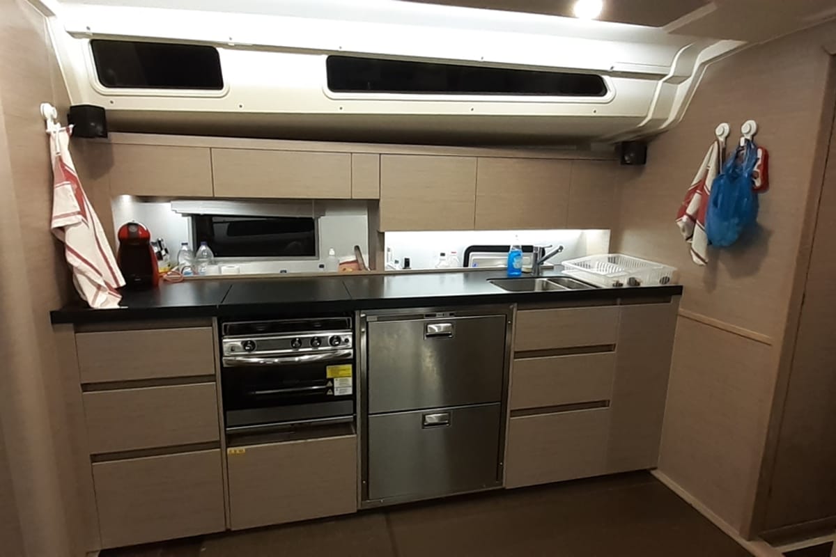 Galley of Planaria, a Hanse Yachts Hanse 508 sailboat at Volos Municipality, Greece