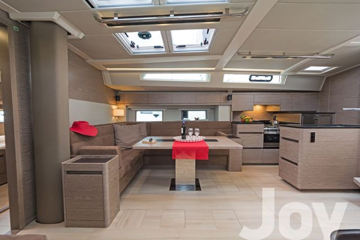 Salon of Joy, a Hanse Yachts Hanse 548 sailboat at Municipal Unit of Lefkada, Greece