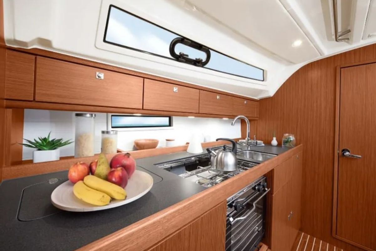 Galley of Marea, a Bavaria Cruiser 41 sailboat at Municipal Unit of Lefkada, Greece