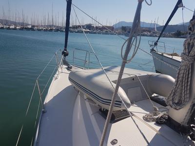 Deck of Marea, a Bavaria Cruiser 41 sailboat at Municipal Unit of Lefkada, Greece