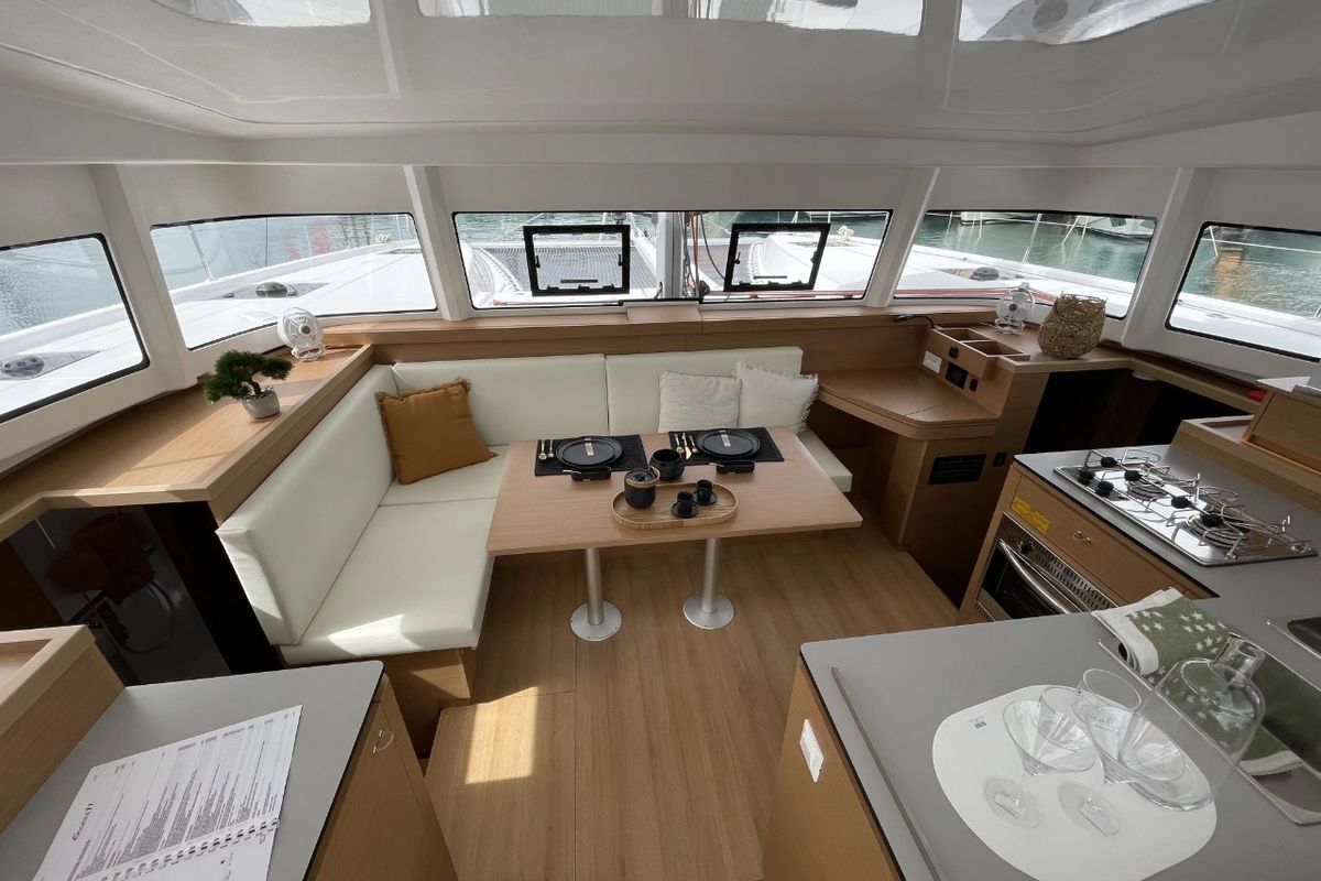 Salon of Ad Astra, a Excess 11 catamaran at Preveza, Greece