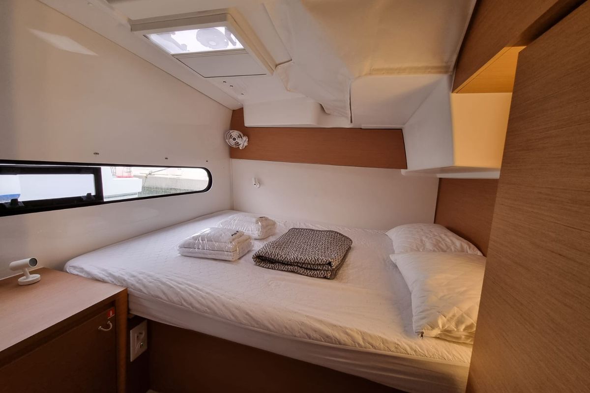 Cabin on Ad Astra, a Excess 11 catamaran at Preveza, Greece
