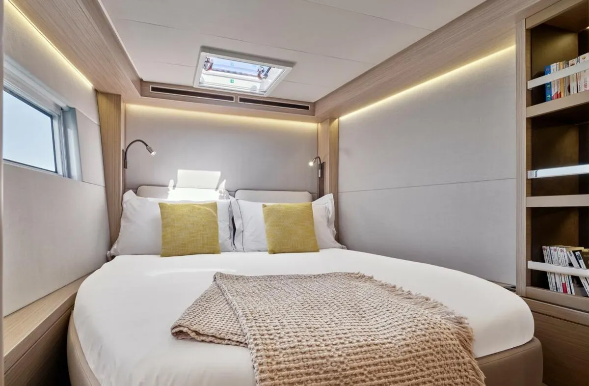 Cabin on Deb Elli, a Lagoon 51 catamaran at Sant Antoni de Portmany, Spain