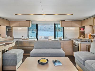 Galley of Deb Elli, a Lagoon 51 catamaran at Sant Antoni de Portmany, Spain