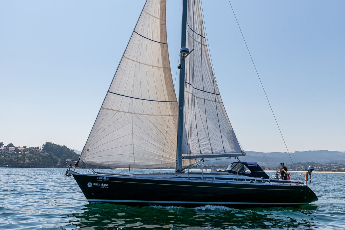 Exterior view of Nemo, a Grand Soleil 43 sailboat at Baiona, Spain