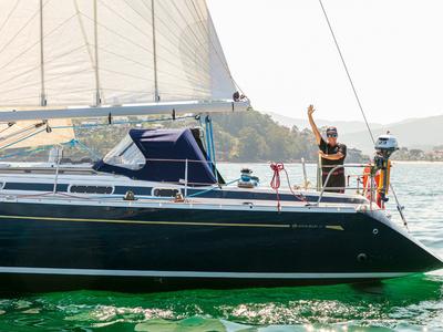 Deck of Nemo, a Grand Soleil 43 sailboat at Baiona, Spain