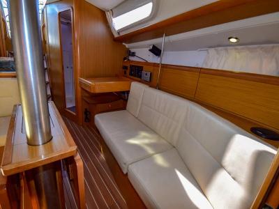 Salon of Schnecke, a Jeanneau Sun Odyssey 36i sailboat at Marmaris, Turkey