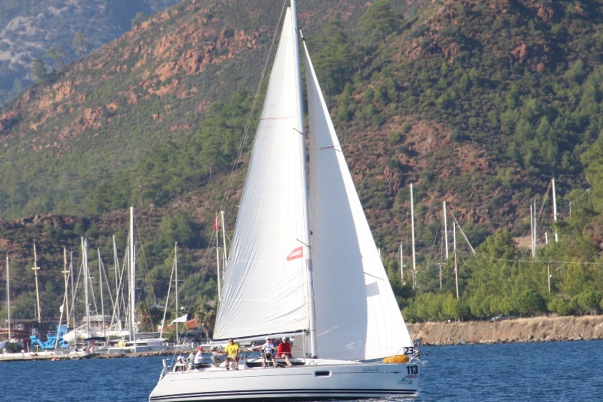 Exterior view of Schnecke, a Jeanneau Sun Odyssey 36i sailboat at Marmaris, Turkey