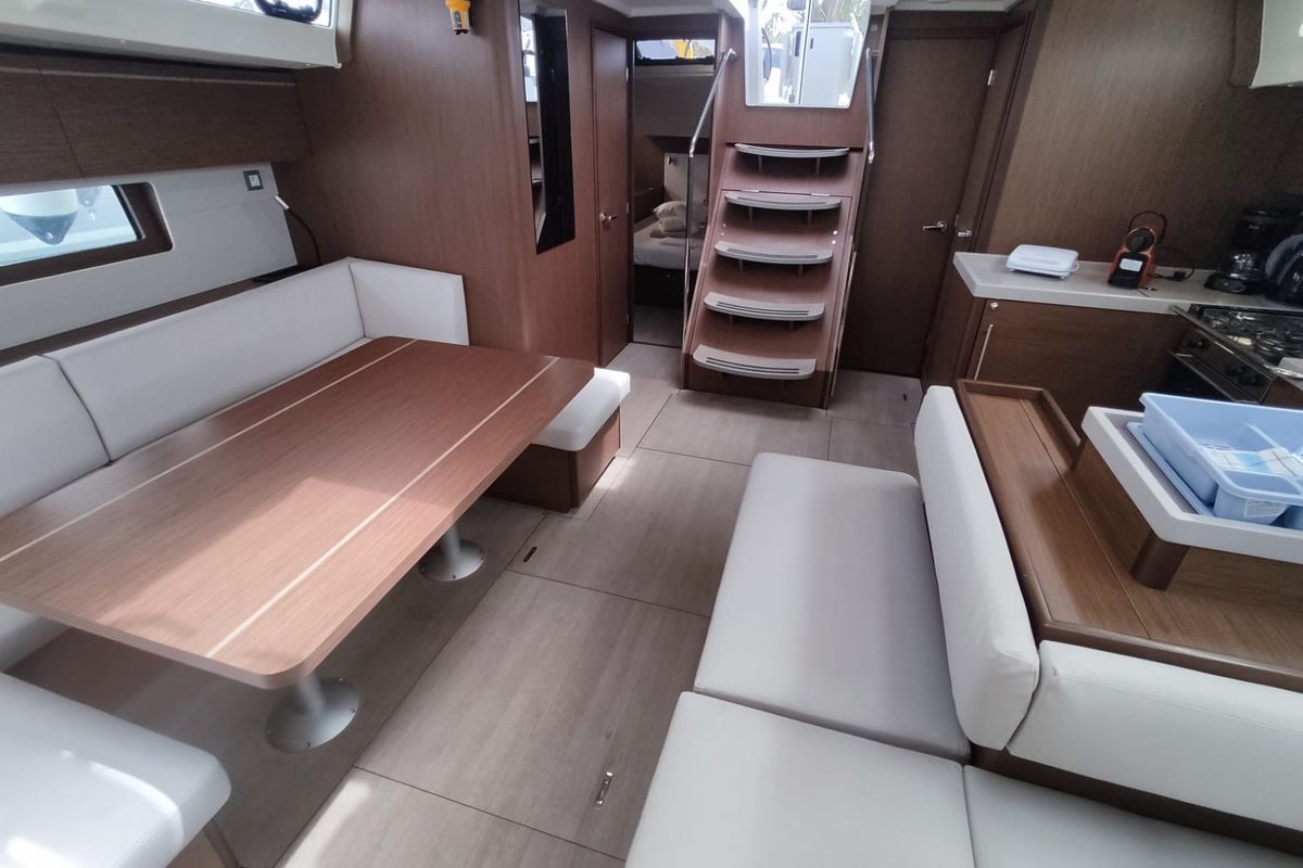 Salon of DALIA, a Beneteau Oceanis 51.1 sailboat at Gouvia, Greece