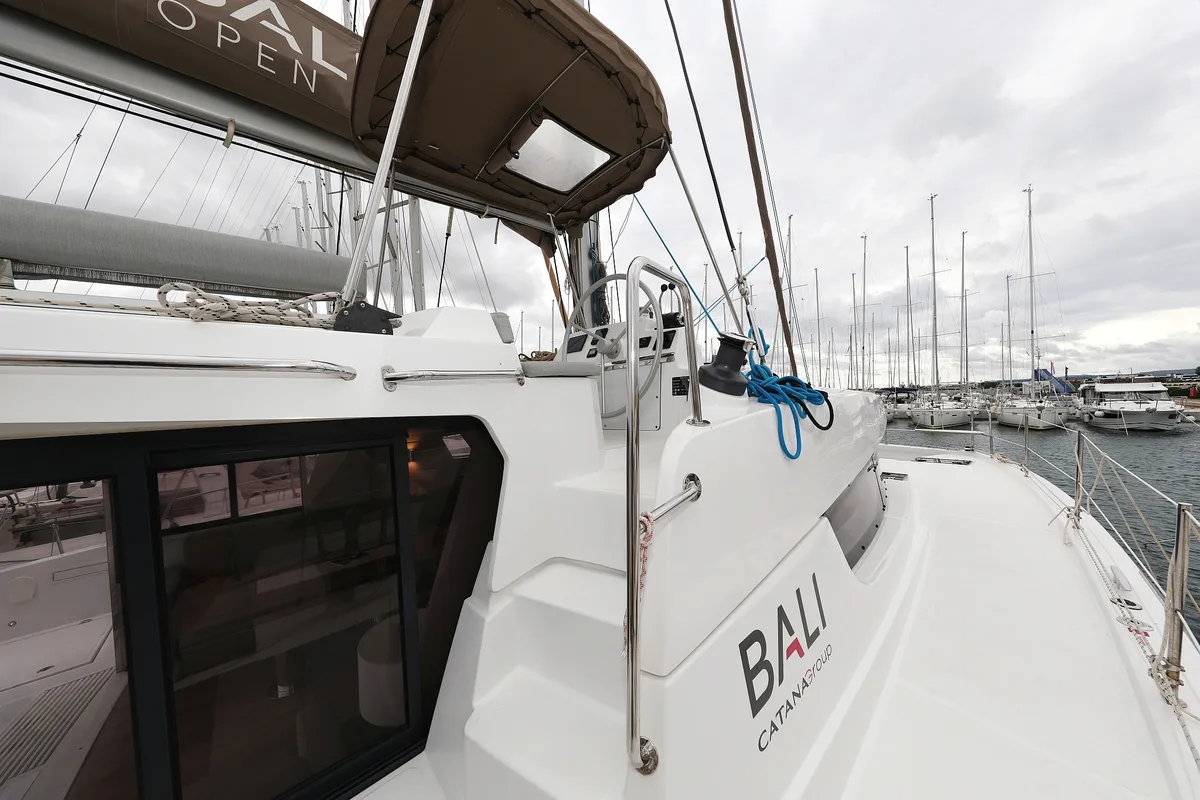 Deck of Sunlight, a Bali 4.2 OW catamaran at Općina Sveti Filip i Jakov, Croatia