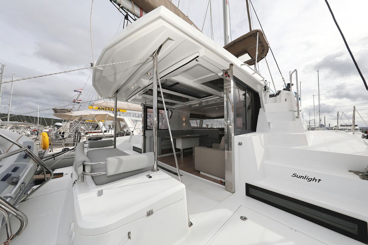 Deck of Sunlight, a Bali 4.2 OW catamaran at Općina Sveti Filip i Jakov, Croatia