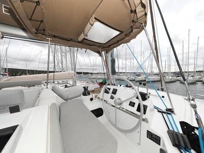 Cockpit of Sunlight, a Bali 4.2 OW catamaran at Općina Sveti Filip i Jakov, Croatia