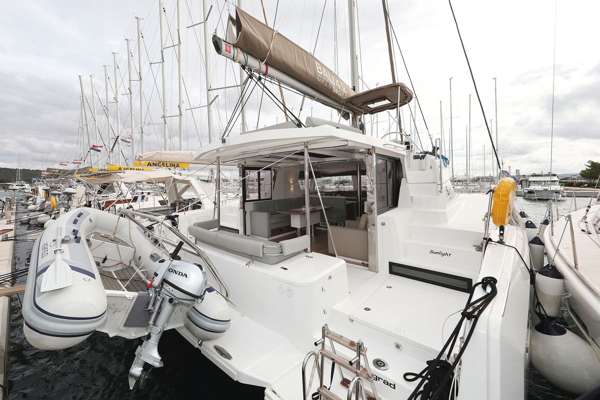 Deck of Sunlight, a Bali 4.2 OW catamaran at Općina Sveti Filip i Jakov, Croatia
